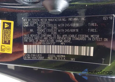 2018 Toyota Highlander Xle z USA, uszkodzony, nr VIN 5TDJZRFH9JS843737